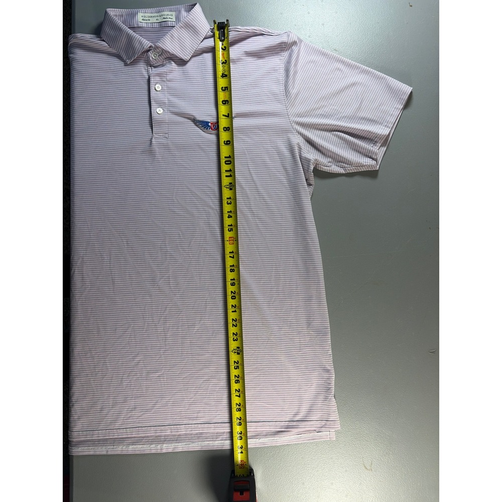 Holderness & Bourne Golf Polo Mens XL Pink Striped Tailored Fit Short Sleeve Shi - Picture 5 of 7